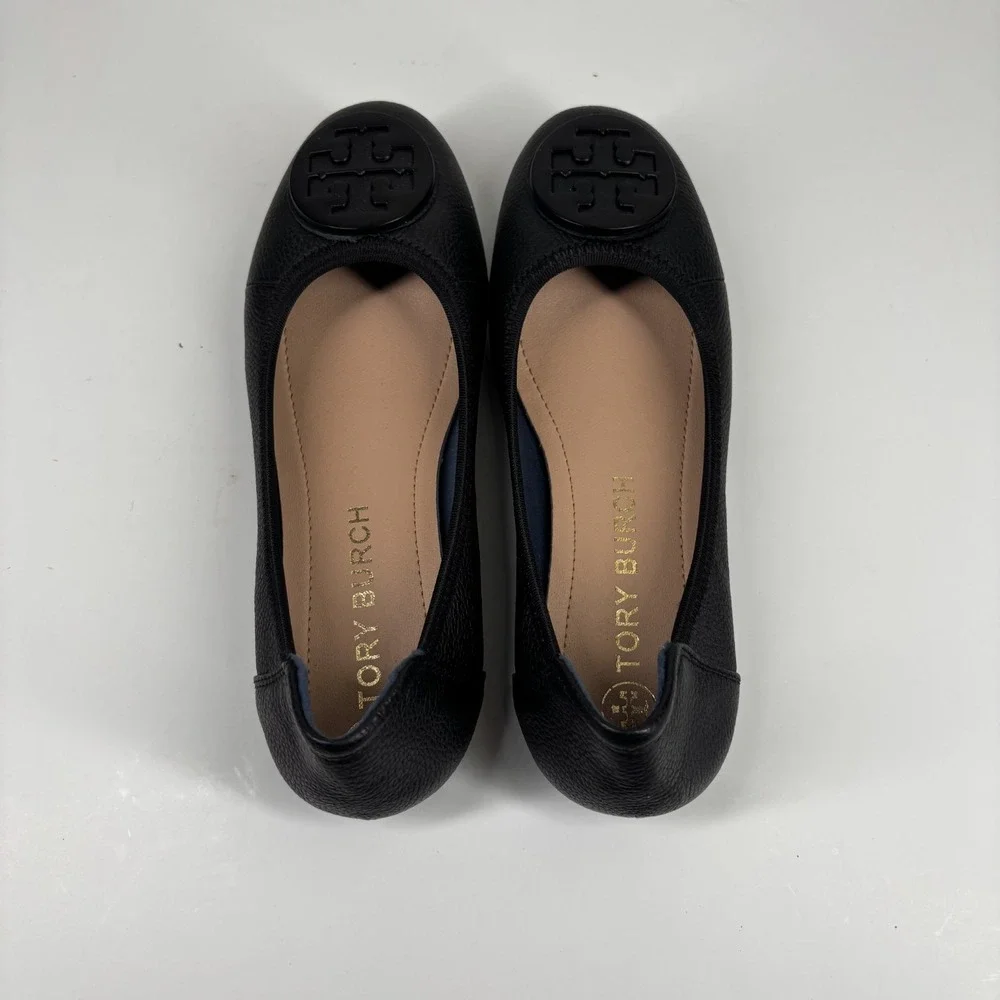 Tory Burch Minnie Women's US 6/36 Perfect Black Leather‎ Travel Ballet Flats